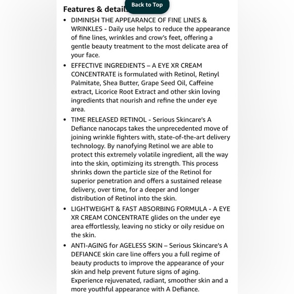 Serious skin care, anti-aging time released retinol eye cream .5 fl oz - Picture 3 of 5